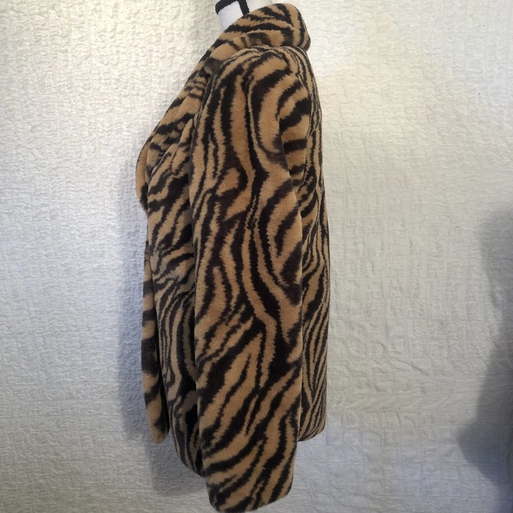 REVOLVE Faux Fur Tiger Stripe Coat in Tan and Black - Picture 7 of 8